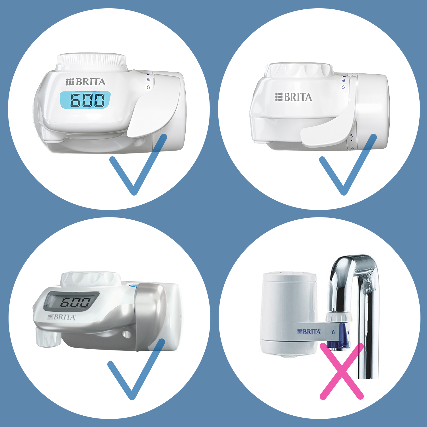 Cuatro imágenes con un filtro de agua, que muestran diferentes opciones de configuración.