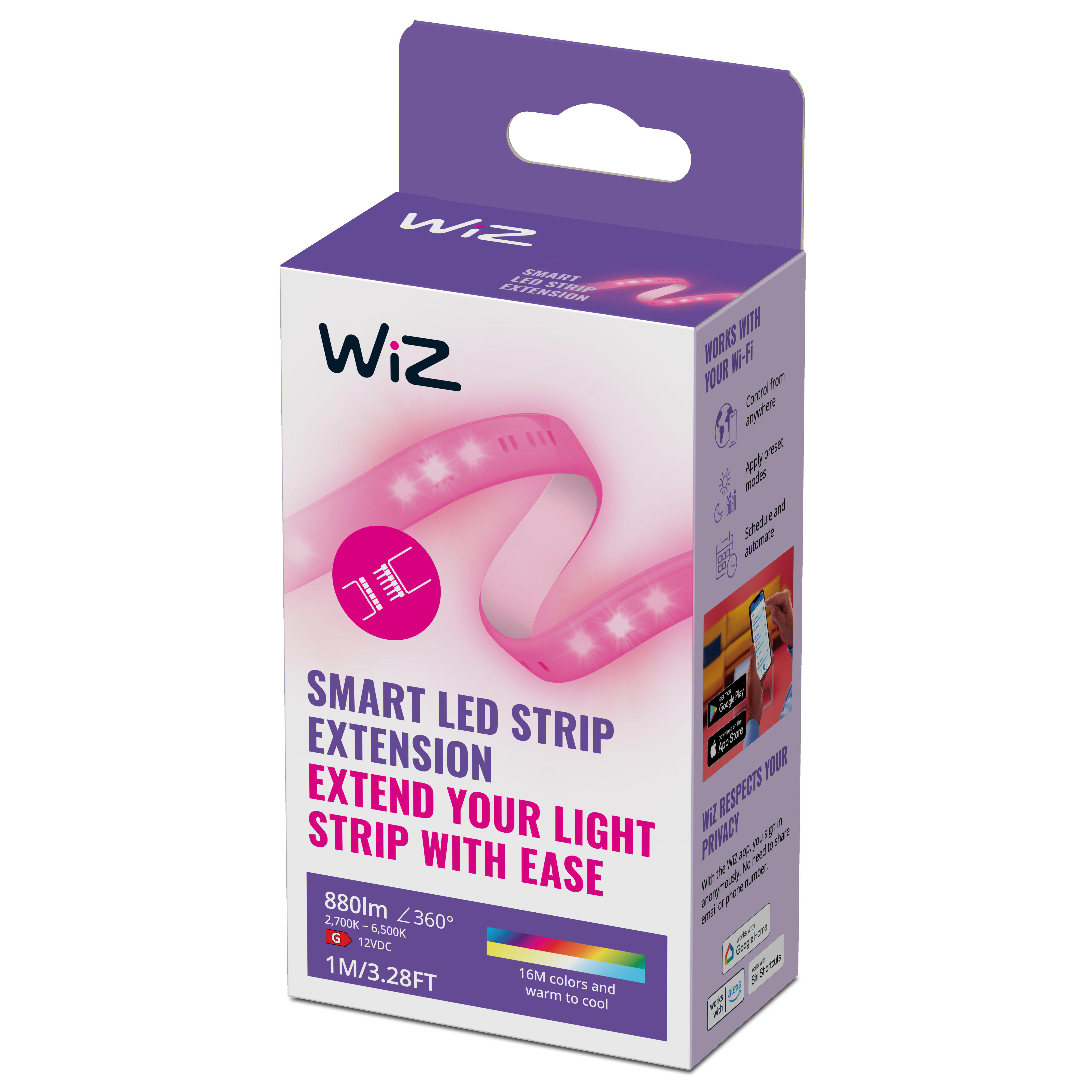 Schachtel mit pinkfarbenem LED-Streifen, Text: Smart LED Strip Extension, Erweitern Sie Ihren Lichtstreifen einfach.