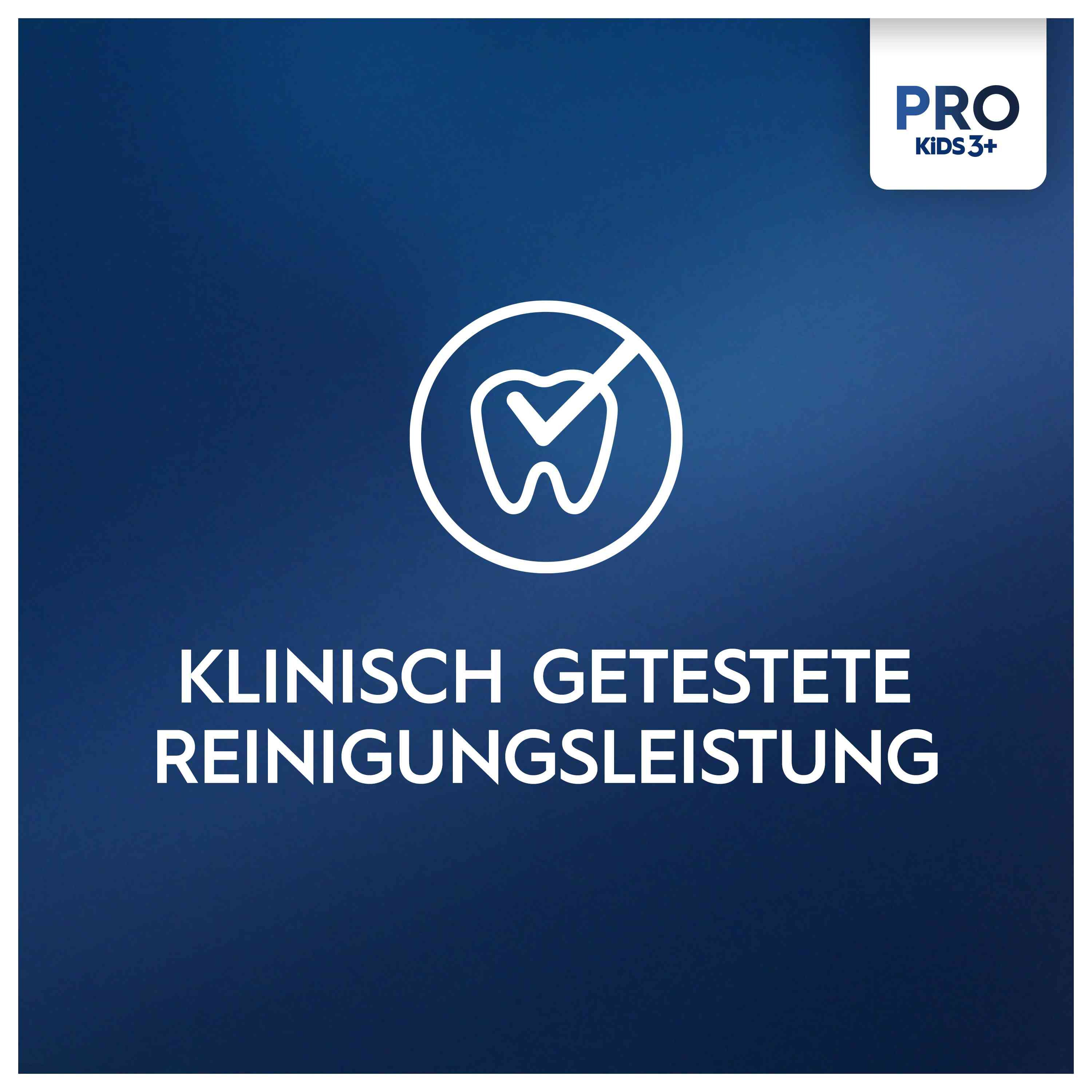 Un'icona a forma di dente bianco in un cerchio blu con testo: Prestazioni di pulizia clinicamente comprovate.