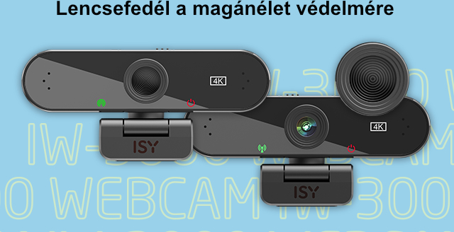 Két webkamera lencsefedéllel, felül magyar szöveg.