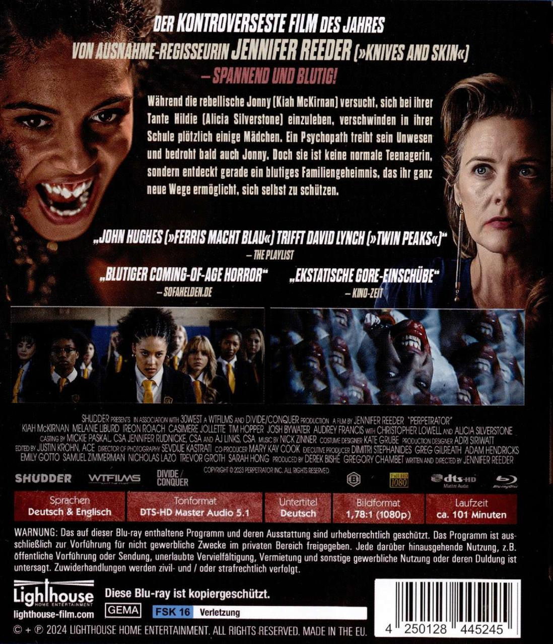 Filmcover mit Text und Gesichtern. Dunkles Thema mit Blut und Gewalt.