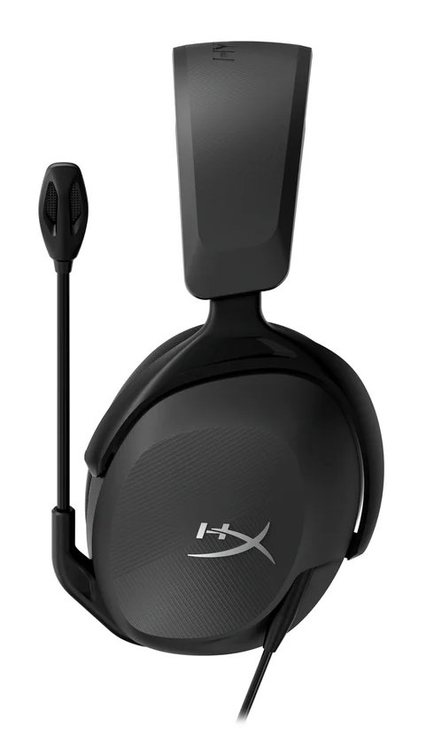 Czarne słuchawki dla graczy HyperX. Ma mikrofon na elastycznym ramieniu.