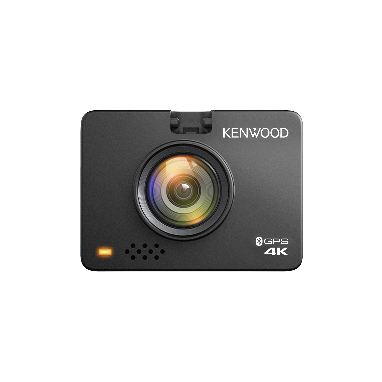 Black Kenwood GPS 4K dash camera. Shows the lens, GPS, and 4K details. Rectangular shape.