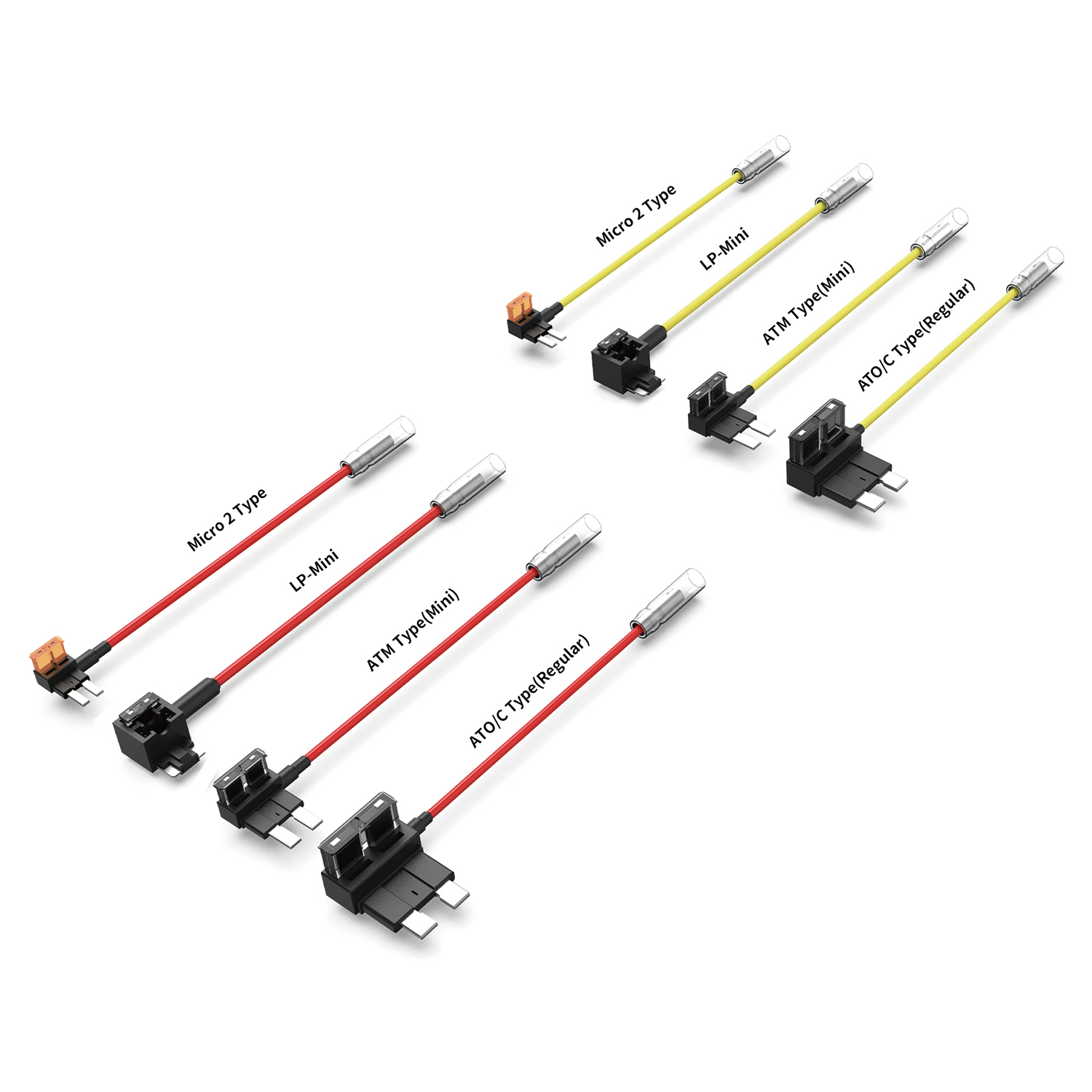 Plusieurs adaptateurs de fusibles automobiles de différentes couleurs et types.