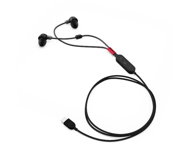 Auriculares - Lenovo Go USB-C Profesional, Cableado mediante USB 2.0, Micrófono, Cancelación del ruido, Gris