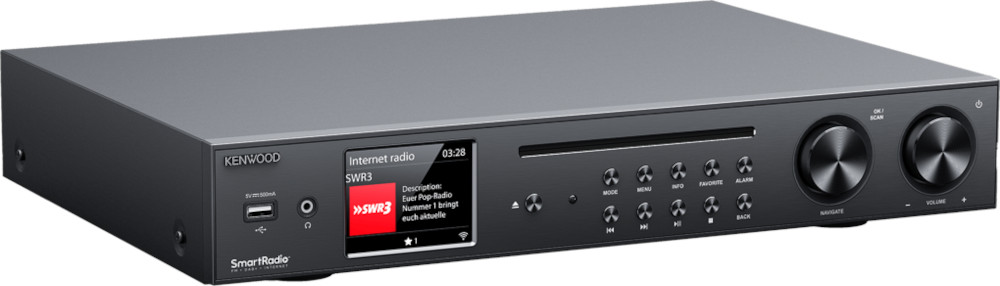 Black Kenwood SmartRadio with display and buttons.
