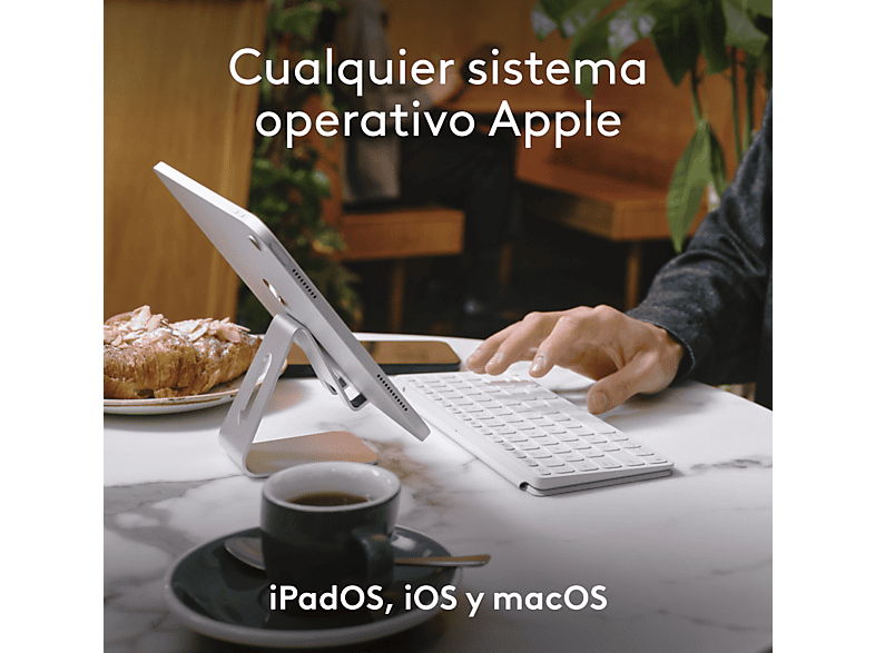 Funda con teclado - Logitech Keys to Go 2 para iPad, Bluetooth, Accesos directos, Multidispositivo, Smart Actions, iPhone y Macbook, Blanco – imagen 2