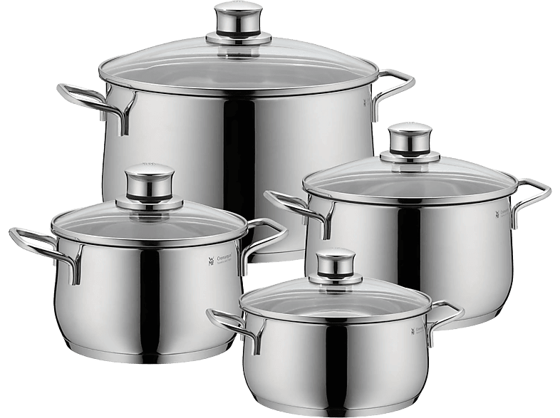 WMF 0730049990 Diadem Plus Topf-Set (4-teilig, alle Herdarten, Silber, Cromargan®: Edelstahl Rostfrei 18/10)