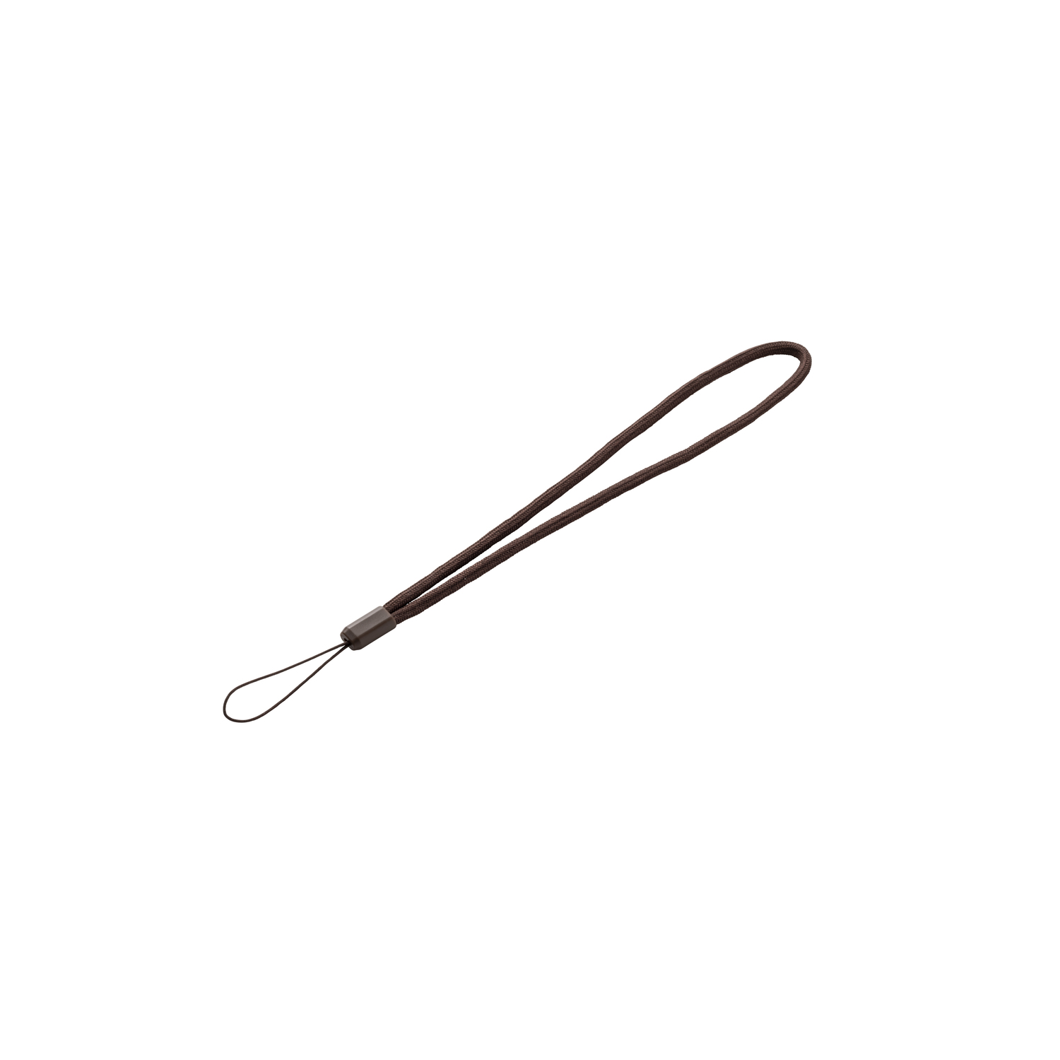 A brown wrist strap with a loop. The strap is thin and simple, isolated on white.