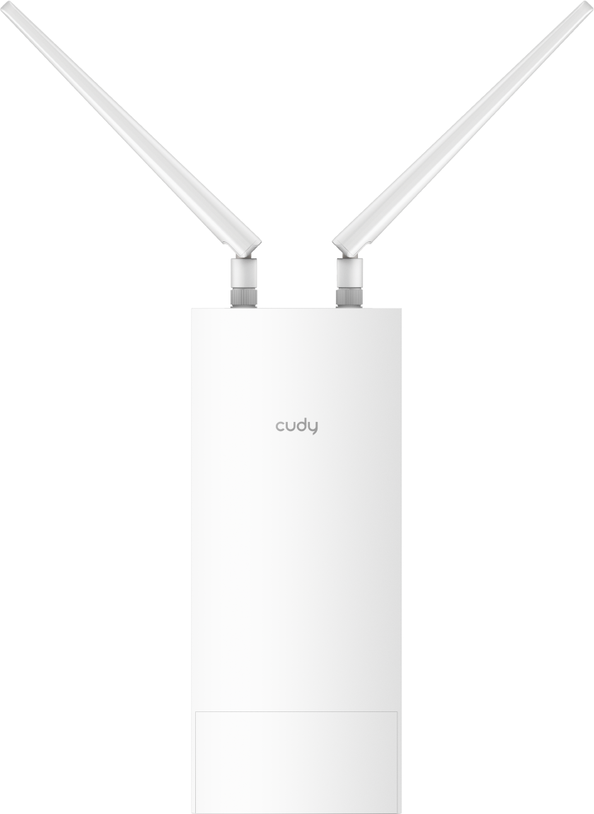 Fehér vezeték nélküli router két antennával.