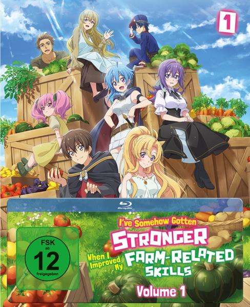 Anime-Cover mit Charakteren auf einem Bauernhof. Gemüse und ein Band 1-Label sind sichtbar.