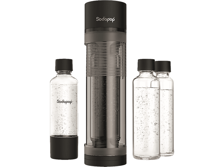 Sodapop 10031188 Logan Wassersprudler inkl. 2 Glas- und einer Pet Flasche , Schwarz