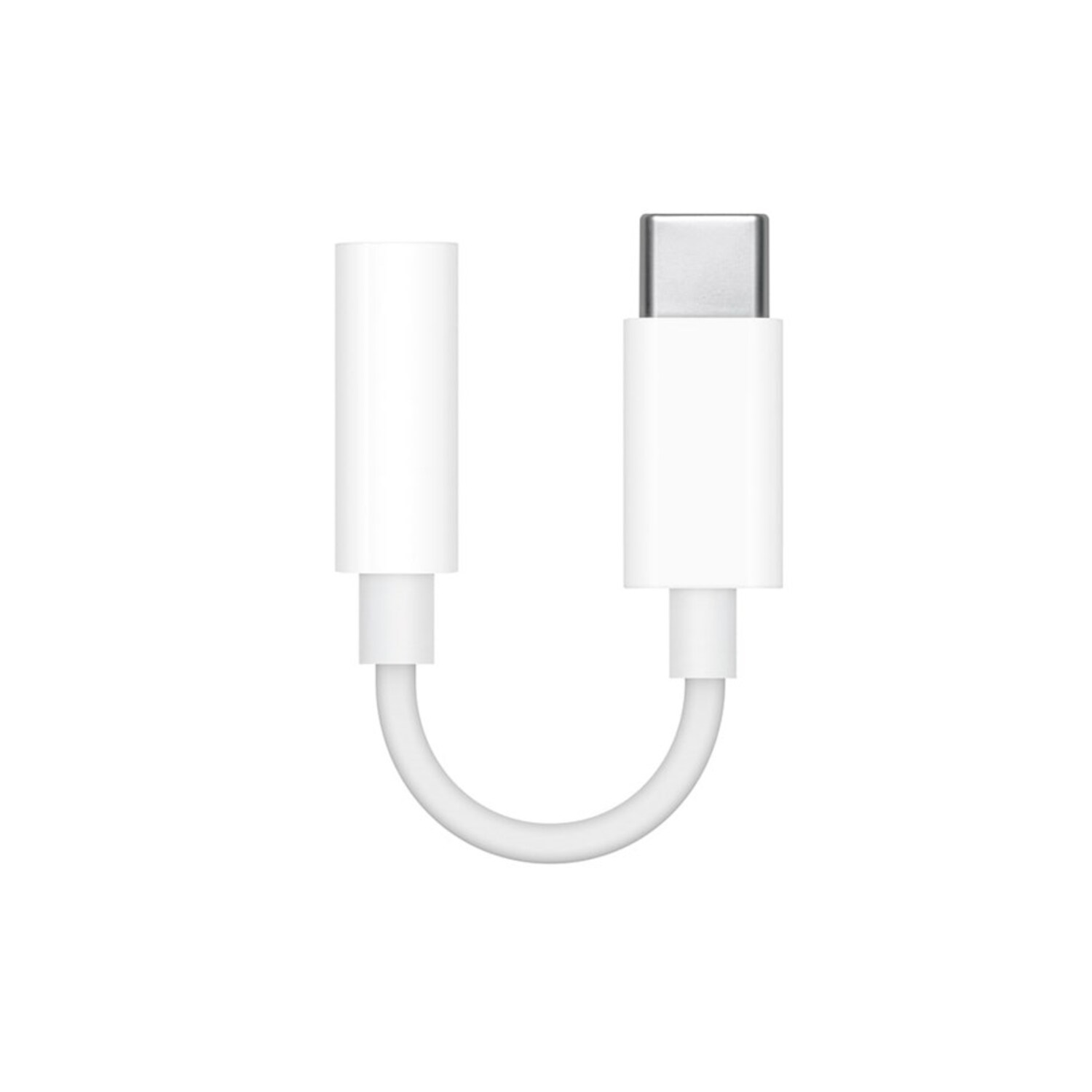 White adapter with a USB-C connector and a 3.5mm jack.
