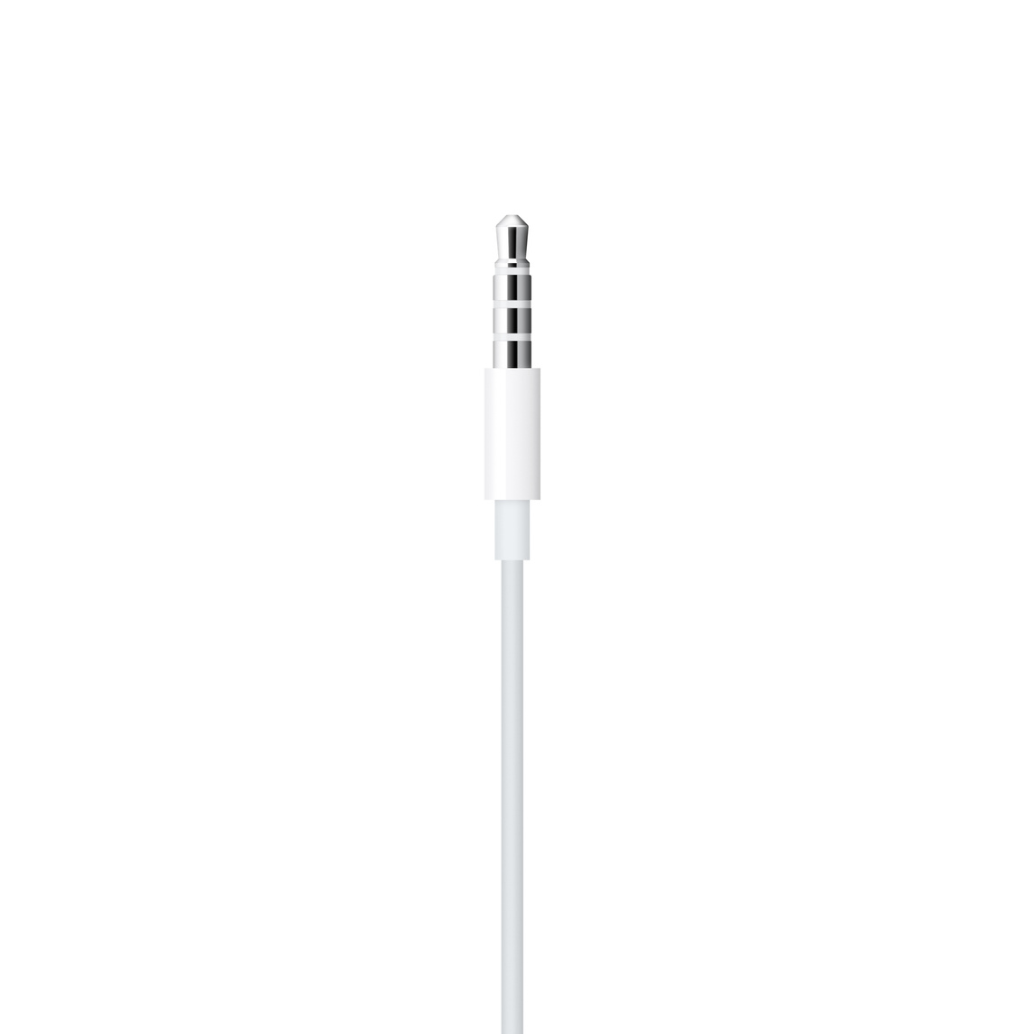 Cable de conector de audio blanco de 3,5 mm para auriculares. Aislado sobre un fondo blanco.