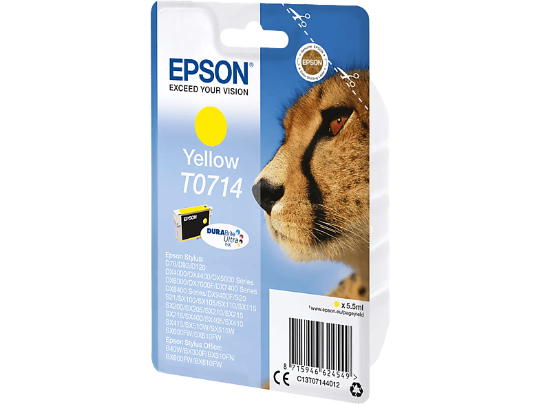 EPSON T0714 DURABrite tintapatron, 5,5 ml, sárga (C13T07144012)