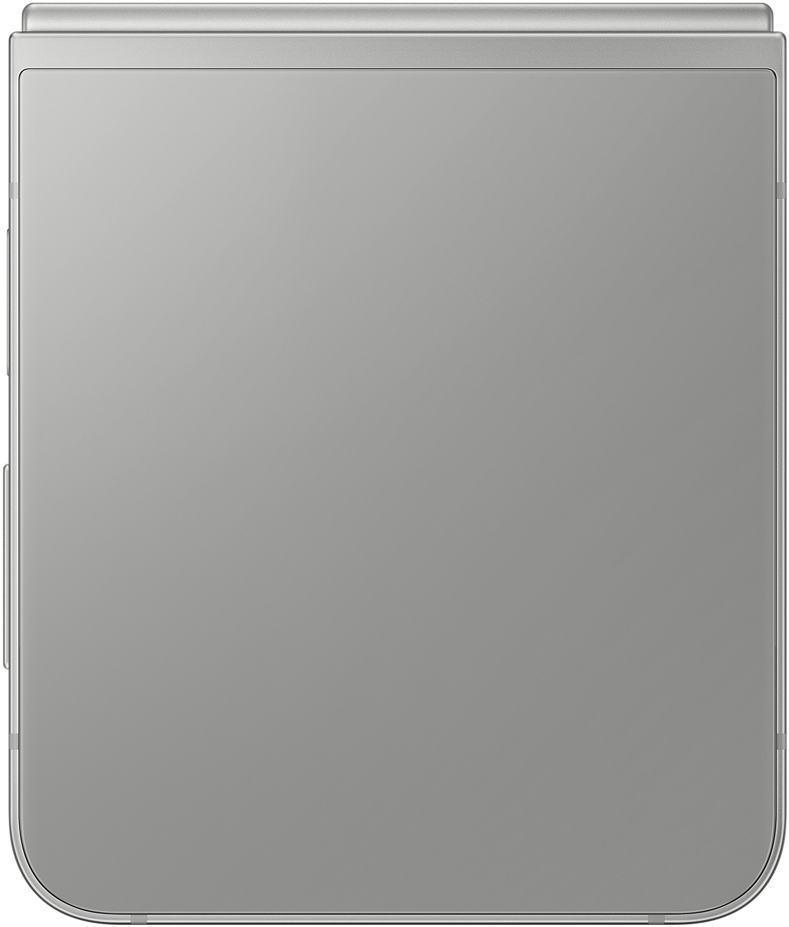 Ezüst, téglalap alakú tablet. Felülnézet, sima, szürke felülettel.