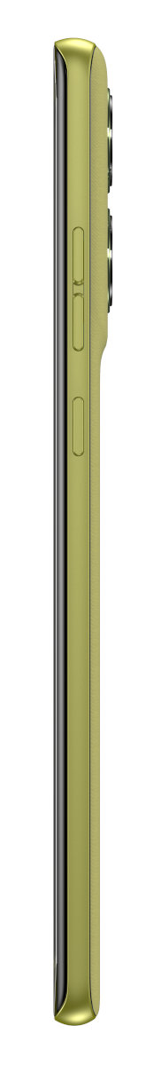 Jasnozielony smartfon w profilu, pokazujący boczne przyciski.