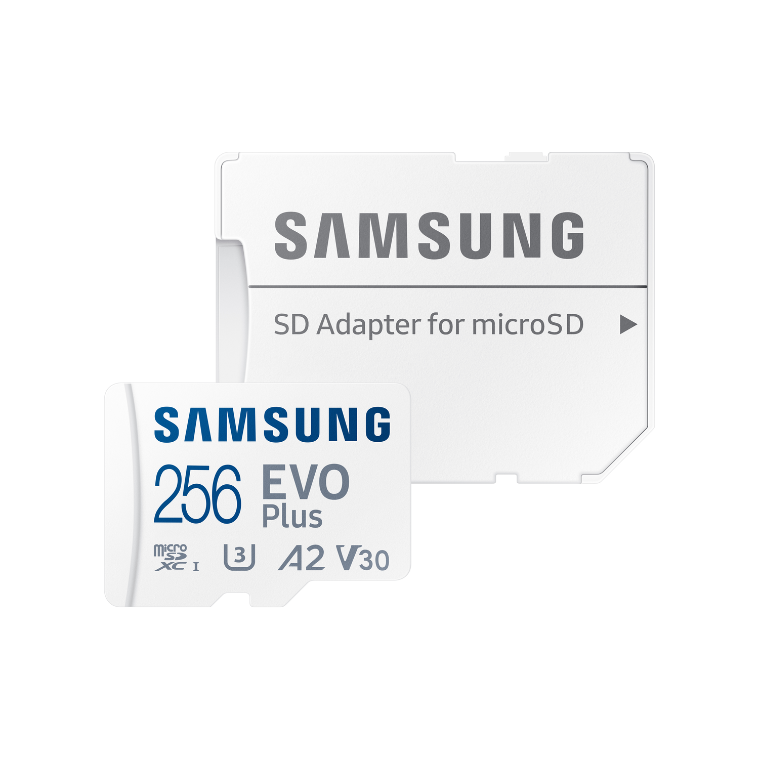 SD-kaart en adapter. Merk Samsung. Tekst zegt 'SD Adapter voor microSD'.