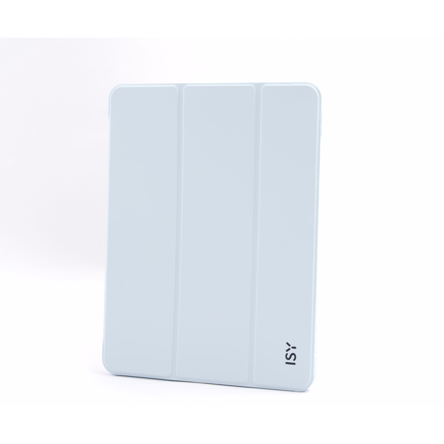 A light blue tablet case with a tri-fold cover. The ISY logo is on the right.