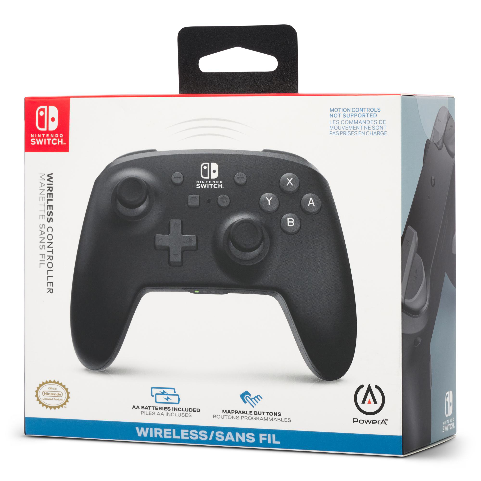 Nintendo Switch Wireless Controller Box mit einem schwarzen Controller.