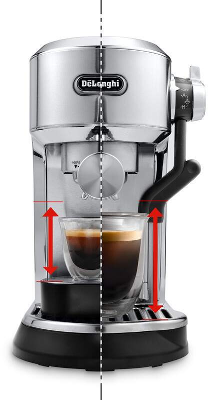 Espresso machine, showing the coffee dispensing process.