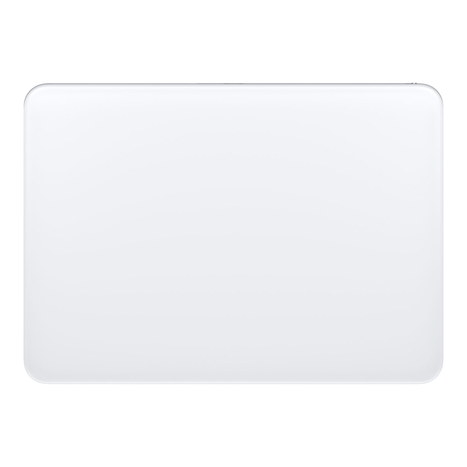A white, rectangular, rounded-cornered object, likely a tablet or pad, is shown against a white background.