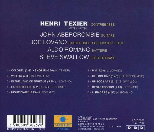 Album-Rückseite mit Titelliste, Künstlernamen und Label-Informationen.
