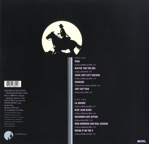 Albumcover: Silhouette eines Cowboys auf einem Pferd unter einem Mond. Trackliste und Text auf der Seite.