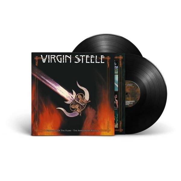 Vinyl-Schallplatten-Albumcover mit Text und Bildern, mit zwei schwarzen Vinylplatten.