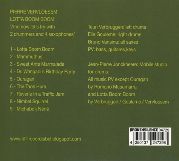 Album-Rückseite mit Titelliste und Besetzung für Pierre Vervloesem.