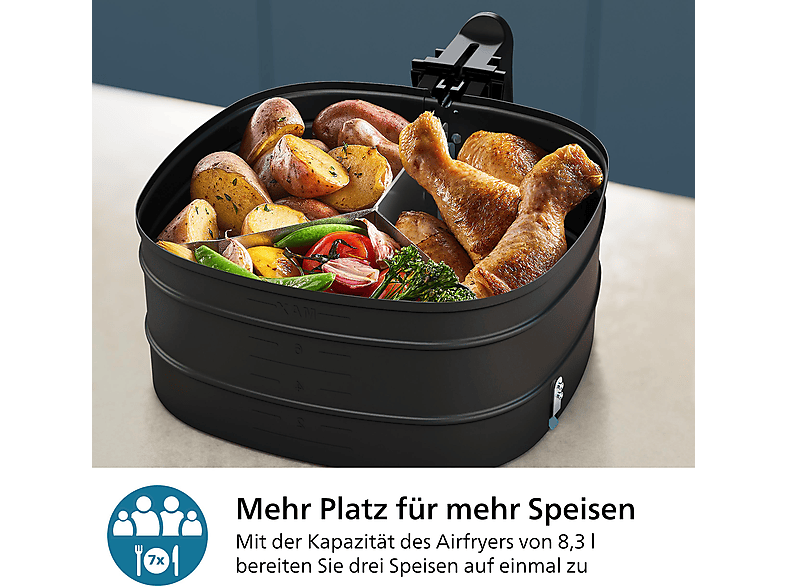 Thumbnail - PHILIPS HD991600 Airfryer XXL (7000 Series) Zubehör 3-fach Korbtrenner Metal