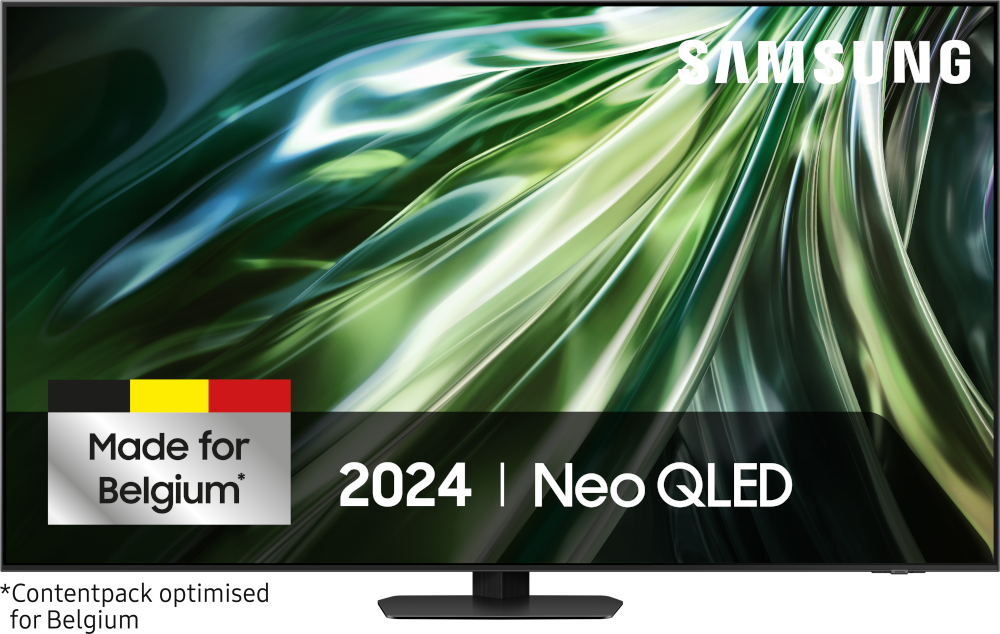 Samsung tv-scherm. Neo QLED, Made for Belgium, 2024.