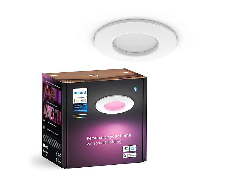 PHILIPS Hue White & Color Ambience Slim Recessed 90mm Smarter Deckenspot Kalt-Warmweiß und Farbe