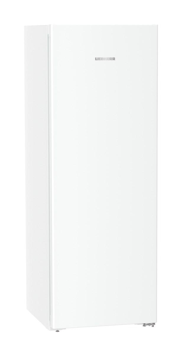 Weißer Liebherr-Kühlschrank vor weißem Hintergrund. Schlichtes, sauberes Design mit dem Liebherr-Logo oben.