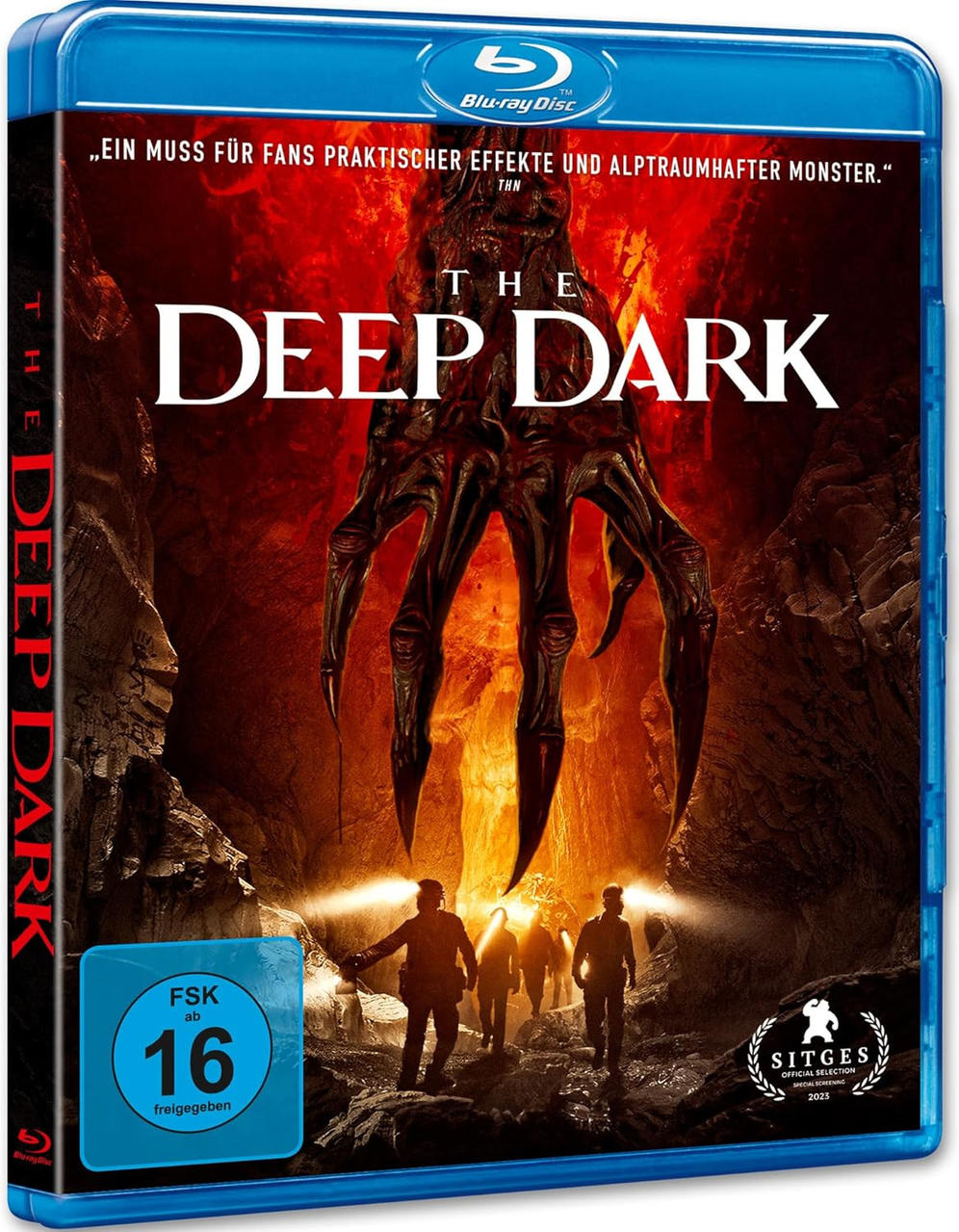 Blu-ray Disc Hülle mit einem gruseligen Bild. Der Titel lautet The Deep Dark. FSK-Bewertung wird angezeigt.
