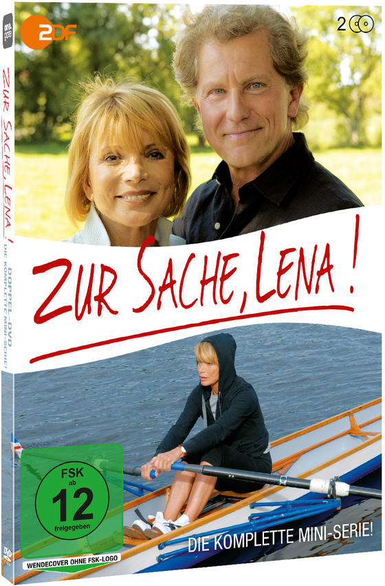 DVD-Cover: zwei lächelnde Personen, eine Frau rudert ein Boot und der Titel 'Zur Sache, Lena!'