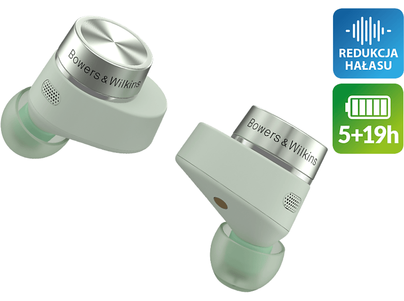 Bowers & Wilkins PI5 S2 Sage Green Dokanałowe Bluetooth 5.0 Biało-zielony – zdjęcie 3