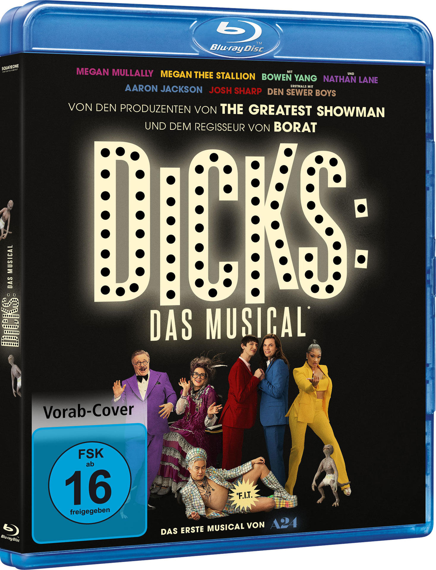 Blu-ray-Disc-Cover für 'Dicks: Das Musical' mit Besetzung und Titel.