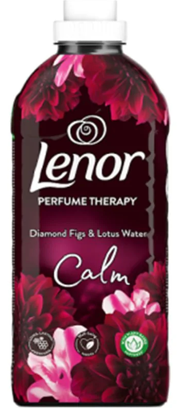 Butelka Lenor do terapii perfumami z kwiatowym wzorem i tekstem.