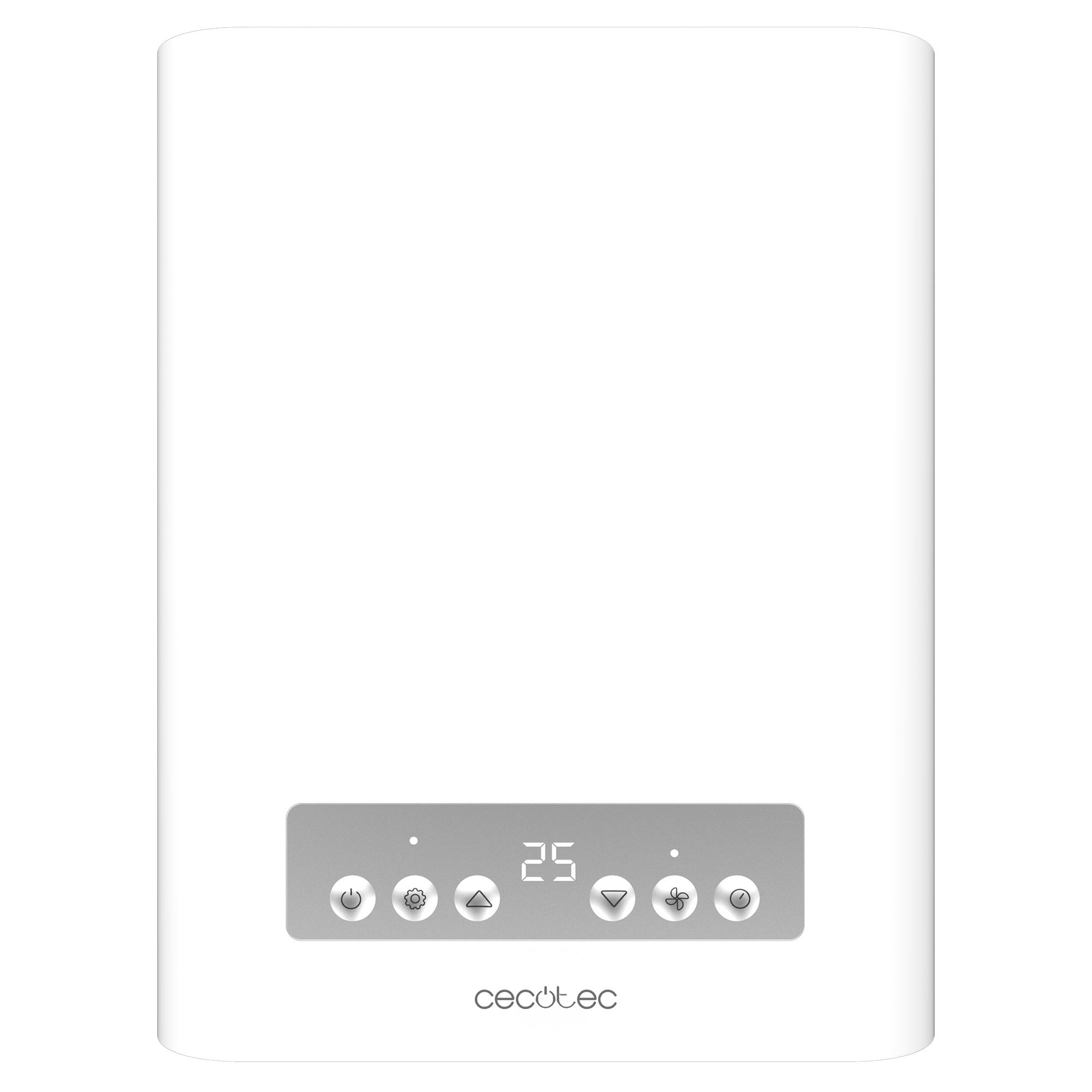 Un dispositivo Cecotec blanco con pantalla digital y botones.