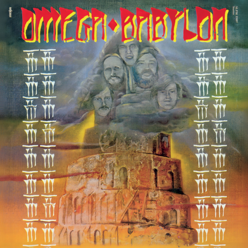 Az Omega Babylon album borítója. Egy csoport férfi és egy torony látható.