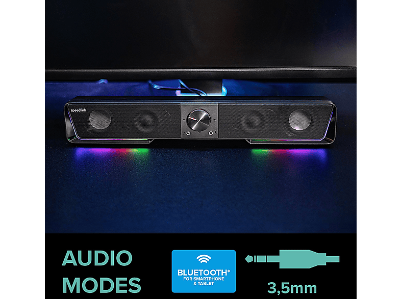 SPEEDLINK gravity RGB Stereo Soundbar, schwarz — Foto 4 von 5