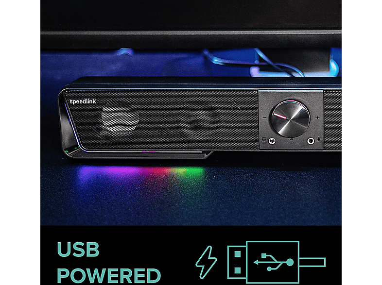 SPEEDLINK gravity RGB Stereo Soundbar, schwarz — Foto 5 von 5
