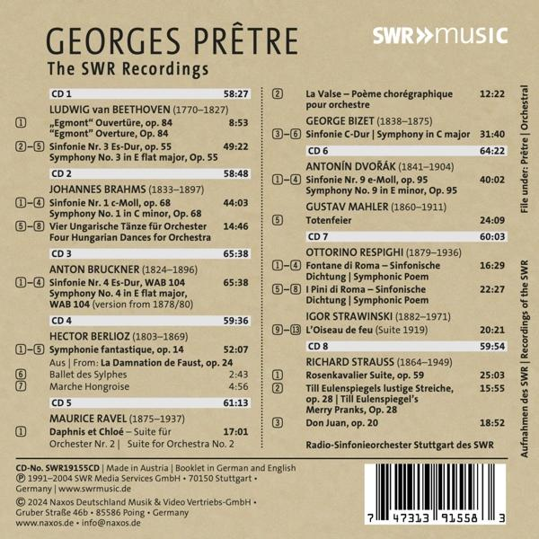 CD-Cover mit Georges Prêtre, SWR Music und Liste der Musikkompositionen.