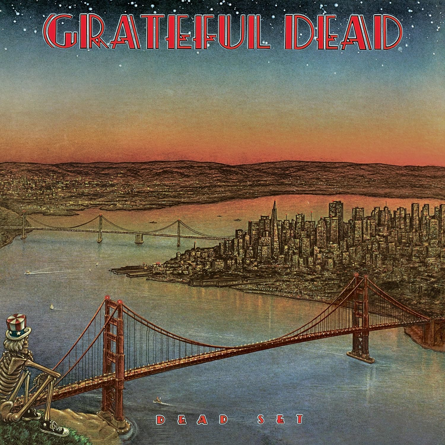 Album borító a Golden Gate híddal és San Francisco látképével, Grateful Dead logó.