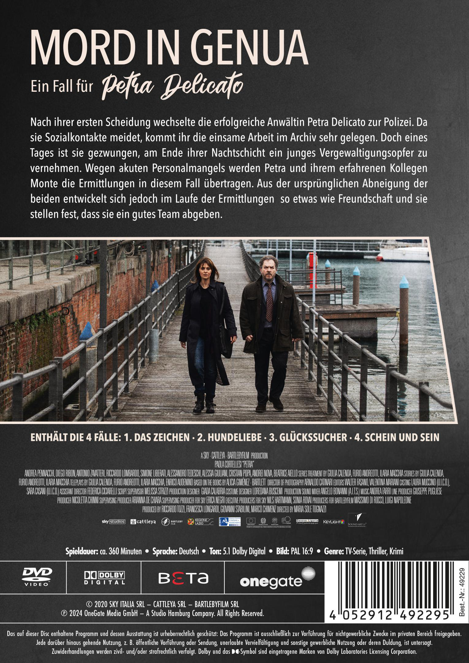 Die Rückseite einer DVD-Hülle mit deutschem Text über einen Film und Bildern der Schauspieler.