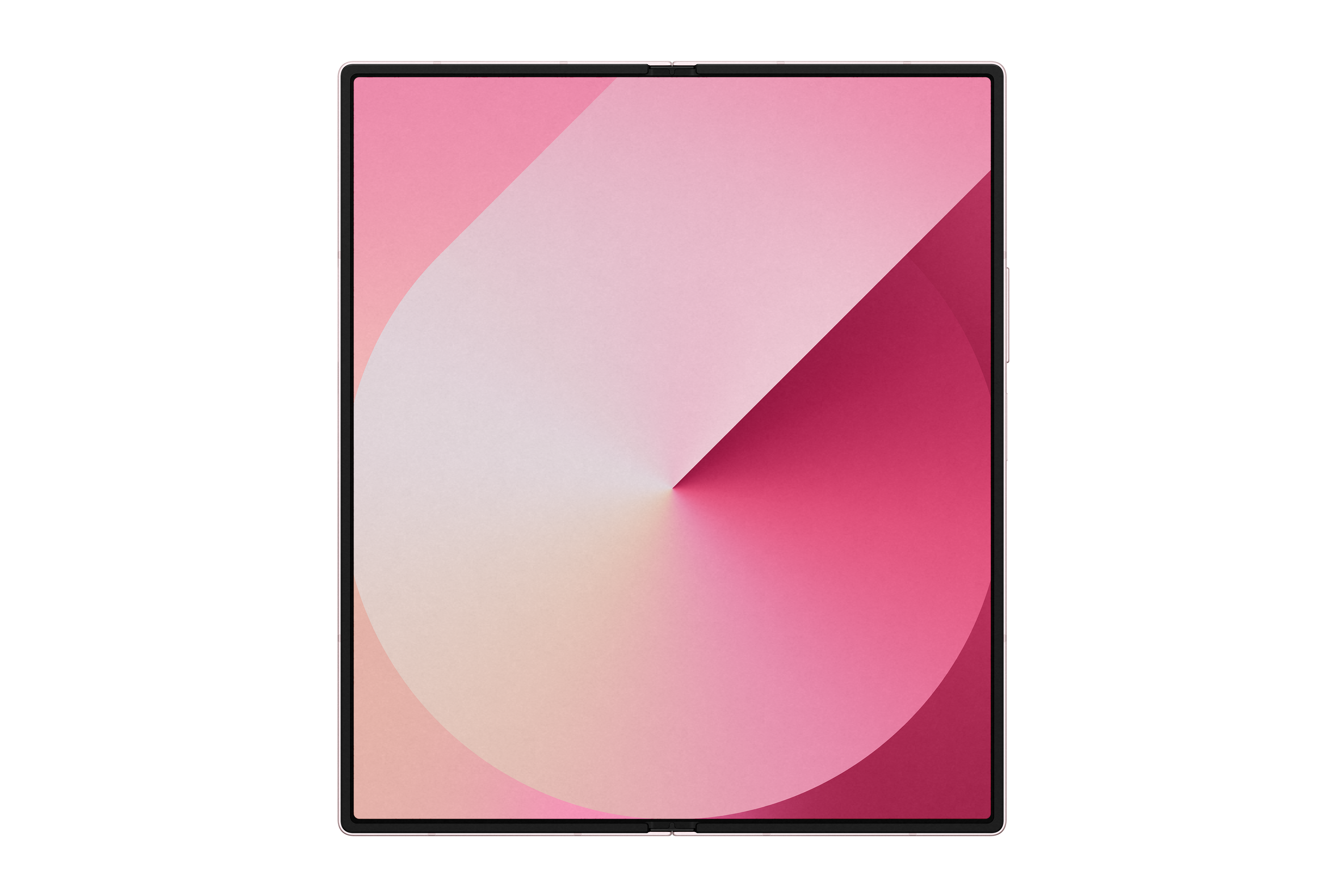 Ein rosa und rotes abstraktes Design auf einem Tablet-Bildschirm. Schwarzer Hintergrund.