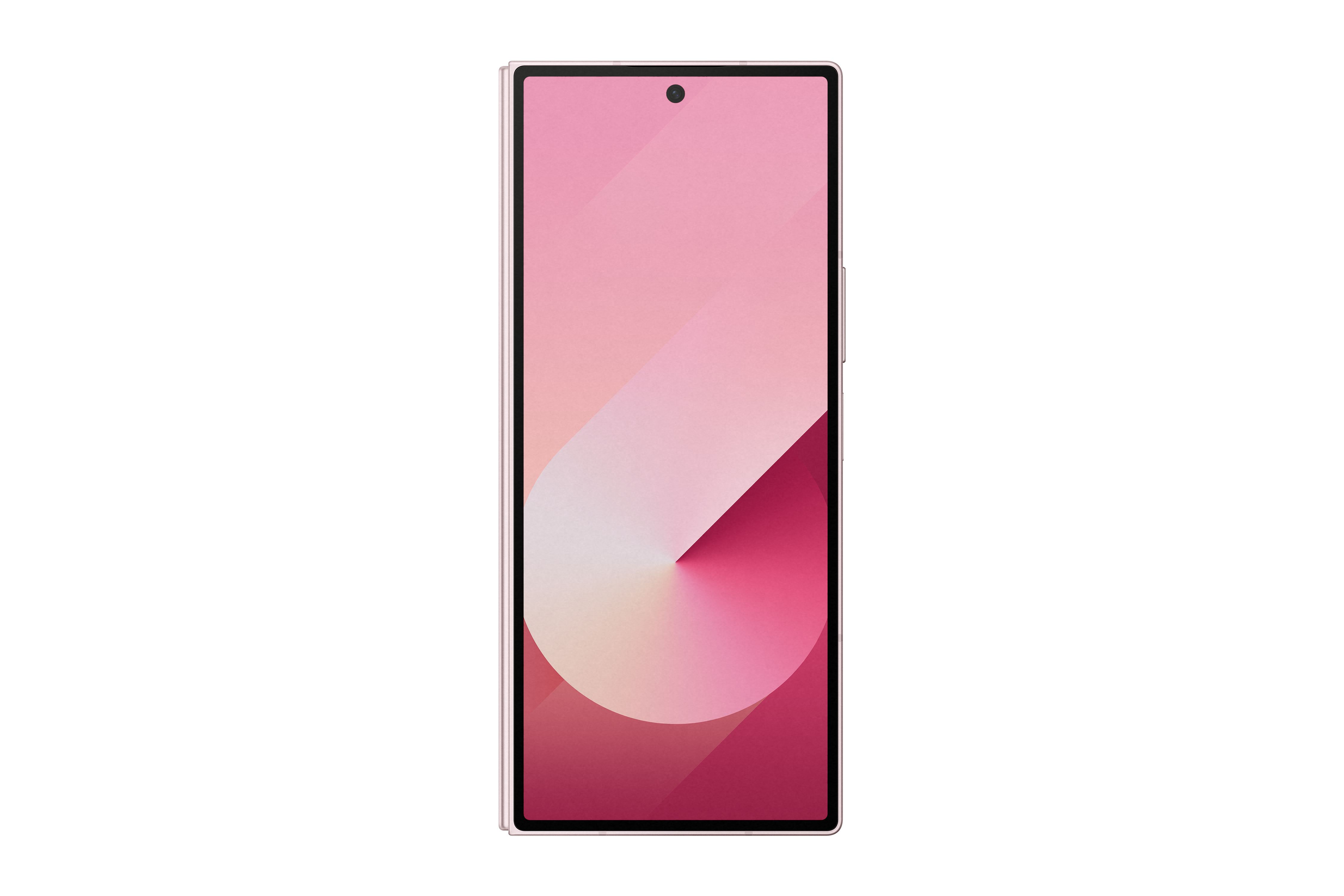 Rosa Smartphone auf schwarzem Hintergrund mit kreisförmigem Design.