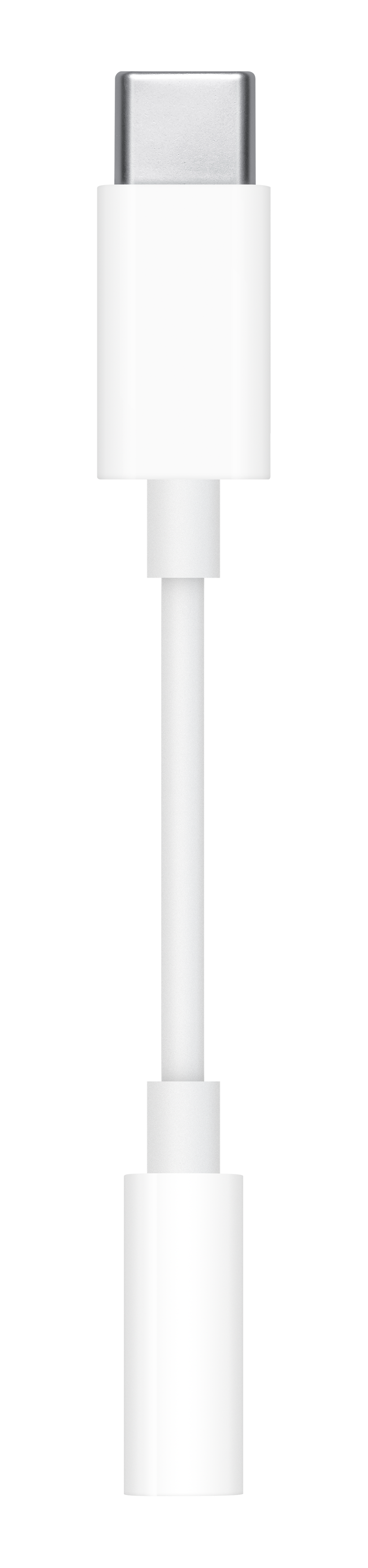 Adattatore da USB-C a USB bianco. Forma oblunga bianca con punti di connessione.