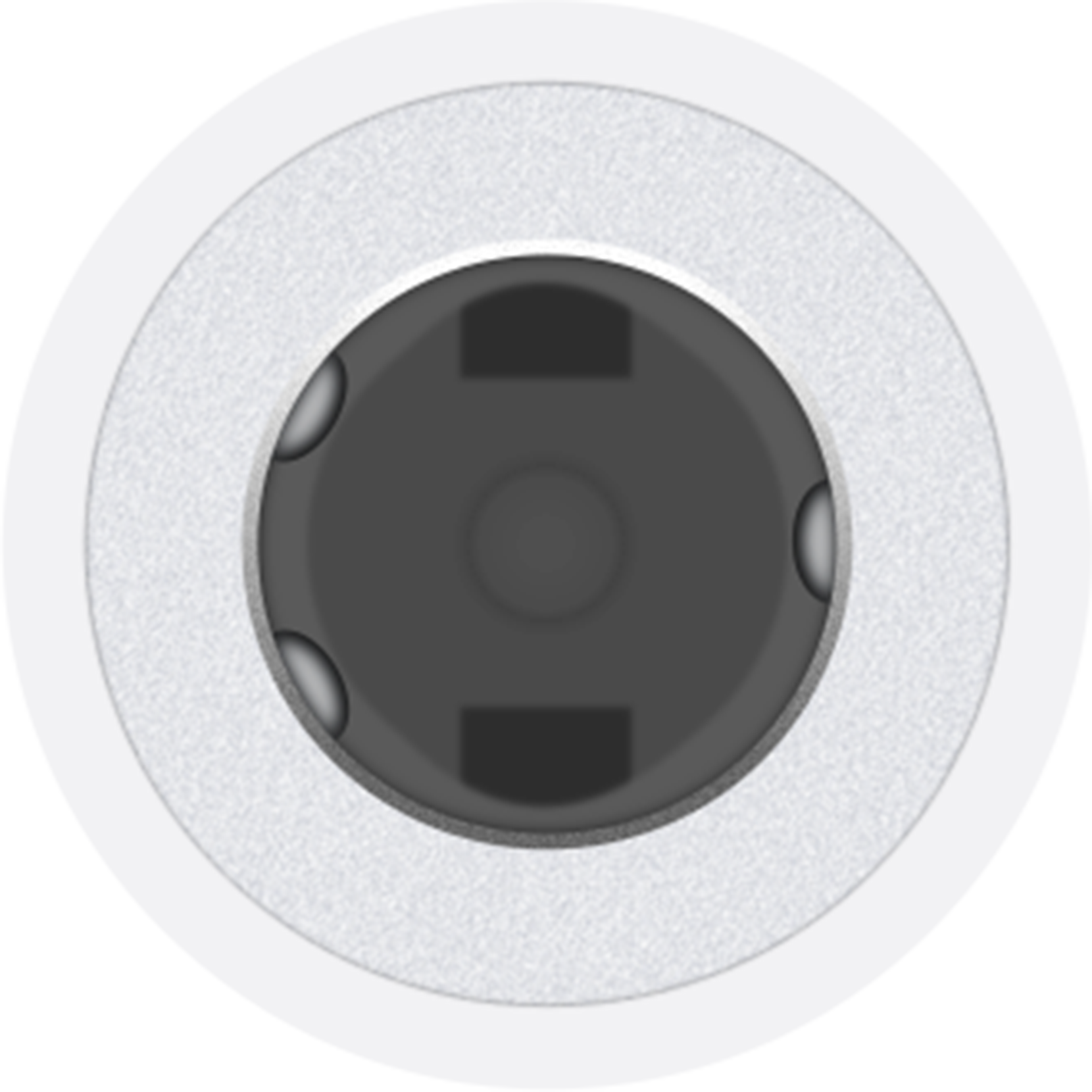Primo piano di un adattatore USB-C bianco e argento.